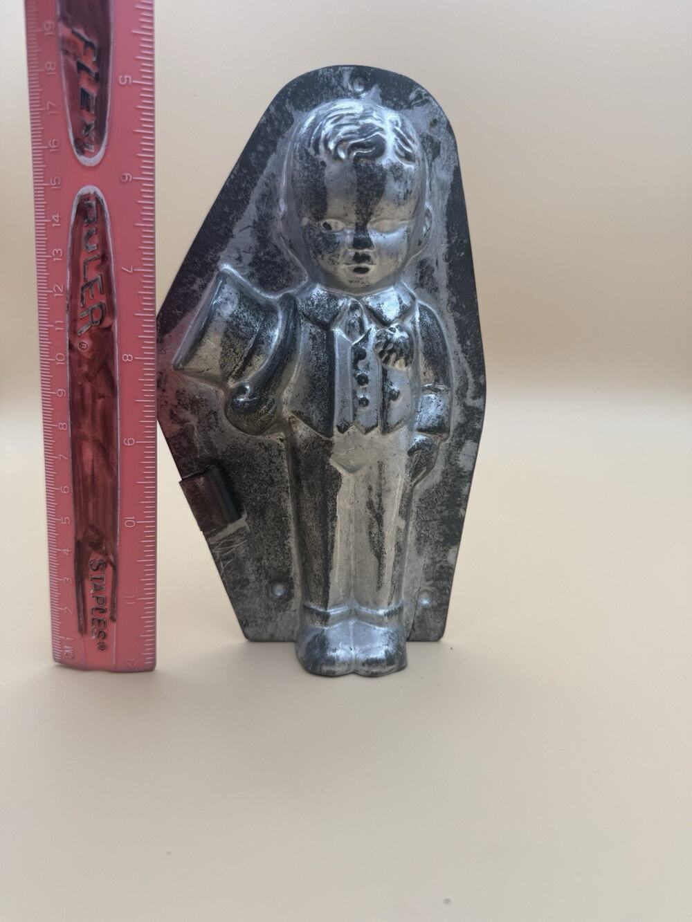 Metal Chocolate Mold Child Tuxedo Boy Holding Hat New York Industrial Rare